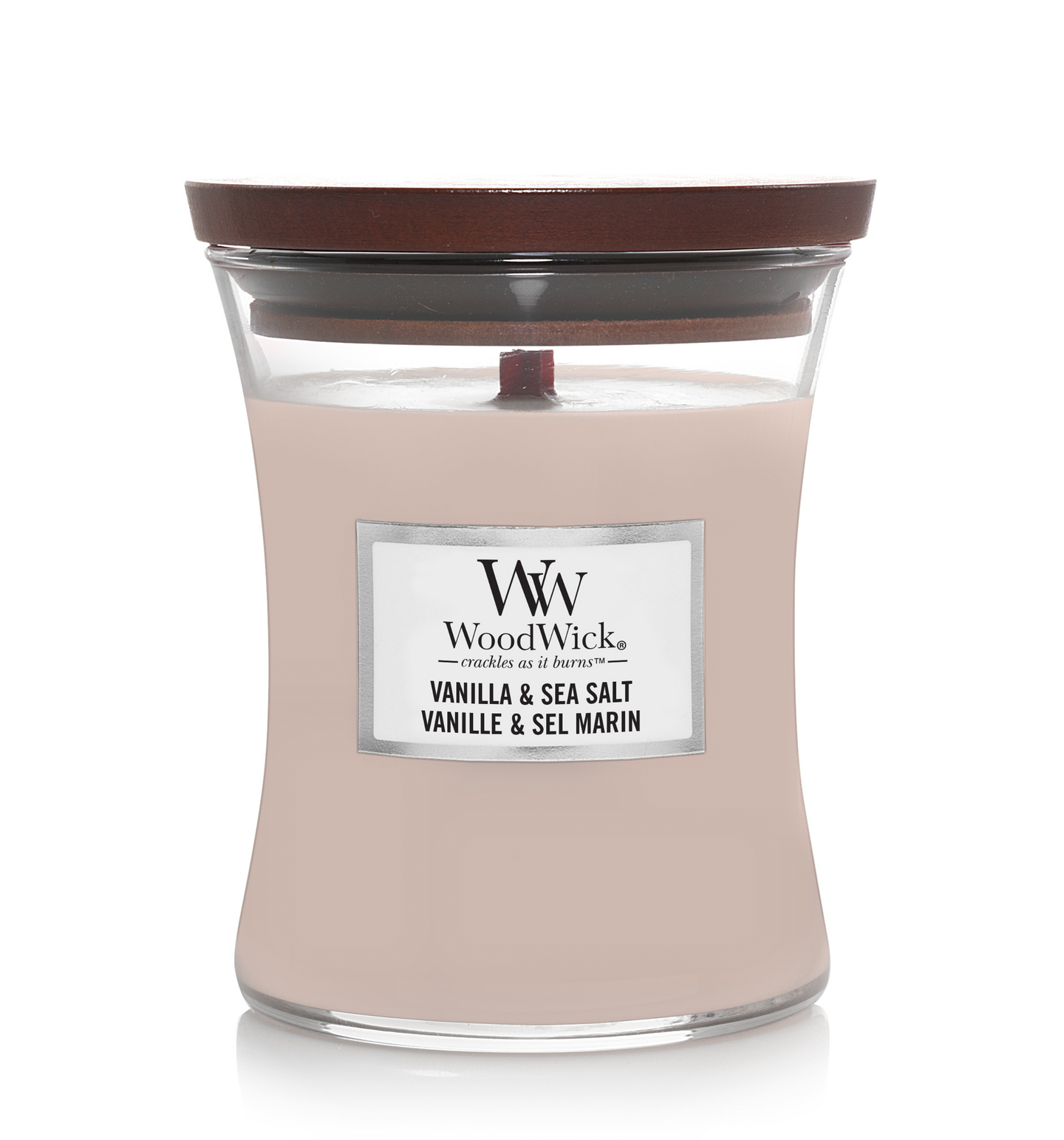 WoodWick Vanilla & Sea Salt tuoksukynttilä koko M