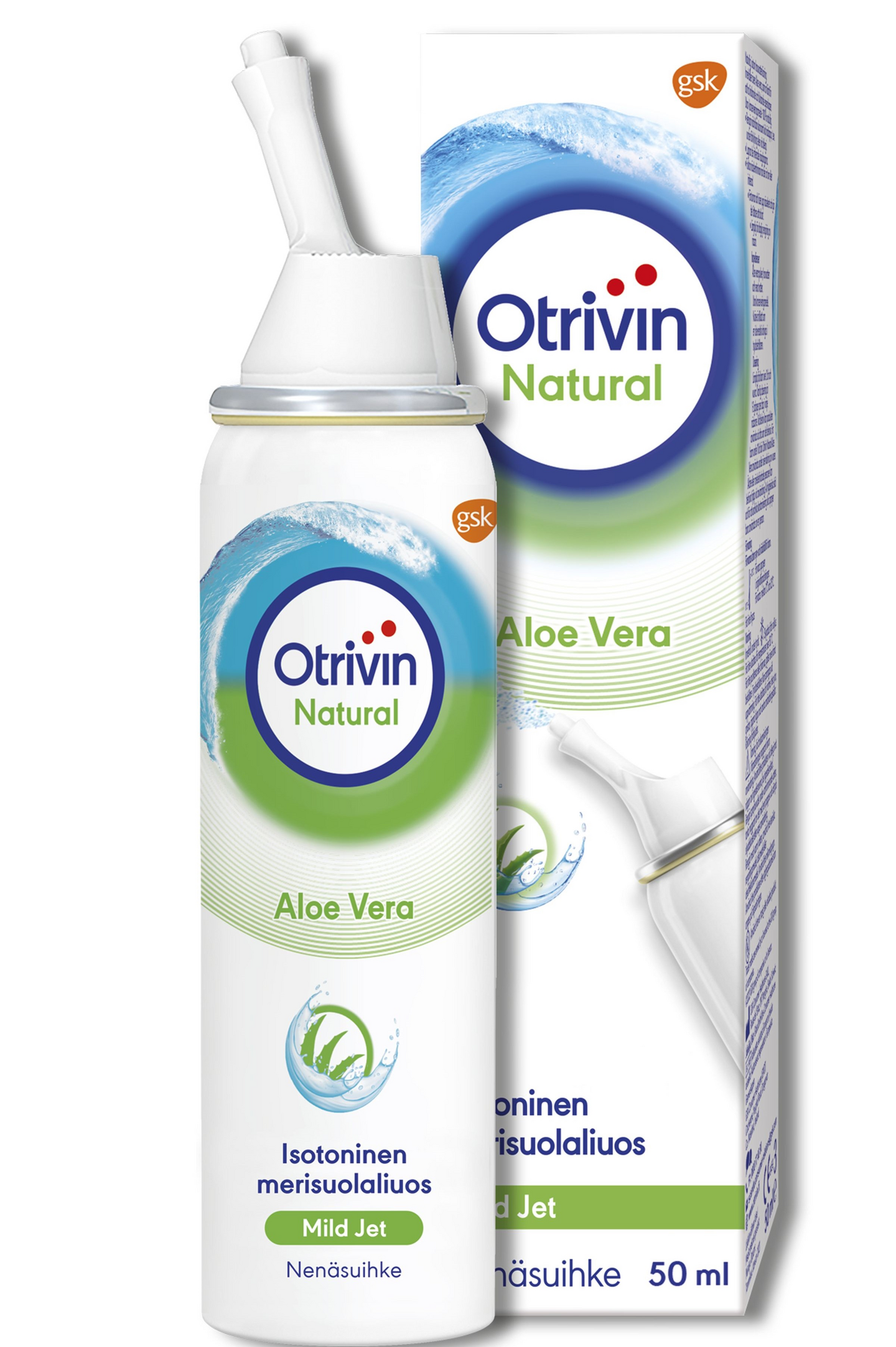 Otrivin Natural Aloe Vera nenäsuihke, isotoninen merisuolaliuos, 50 ml 63 kpl display