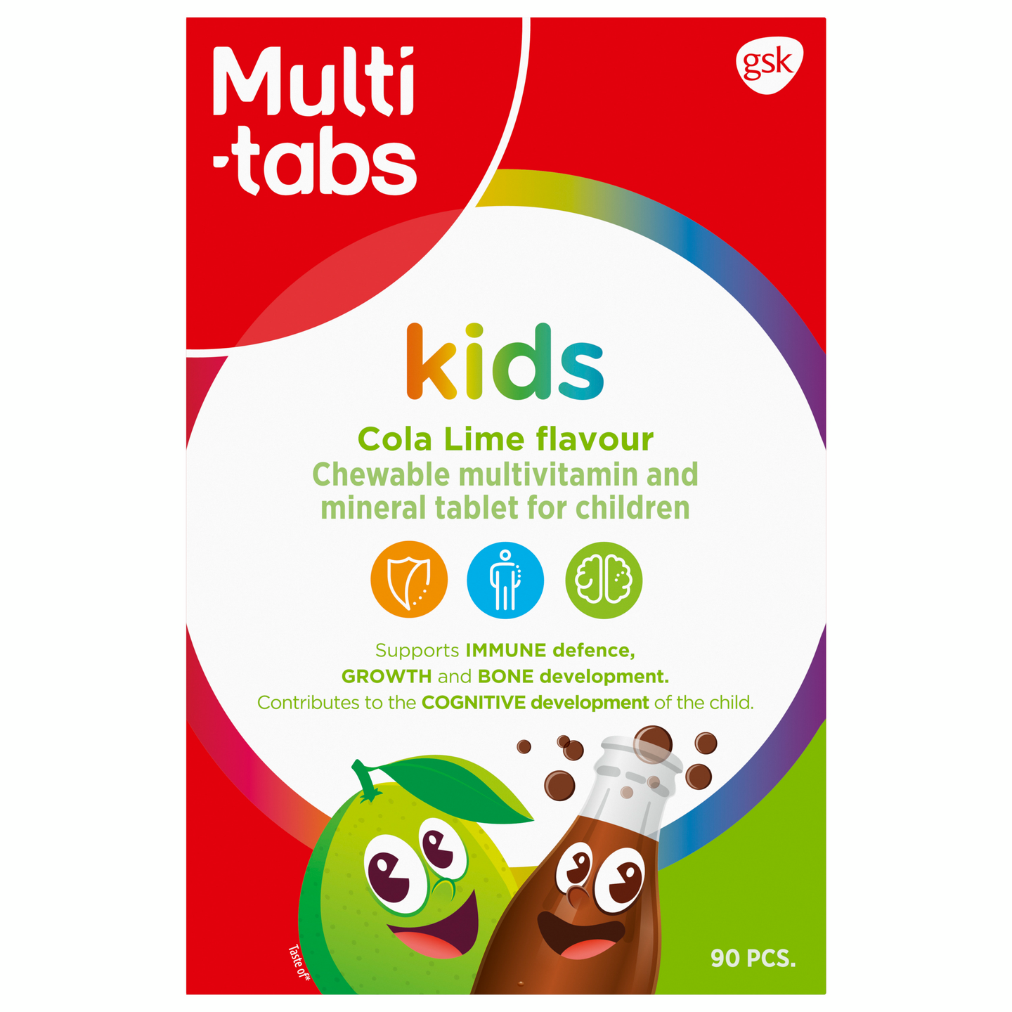 Multi-tabs kids monivitamiini 90kpl Kola Lime