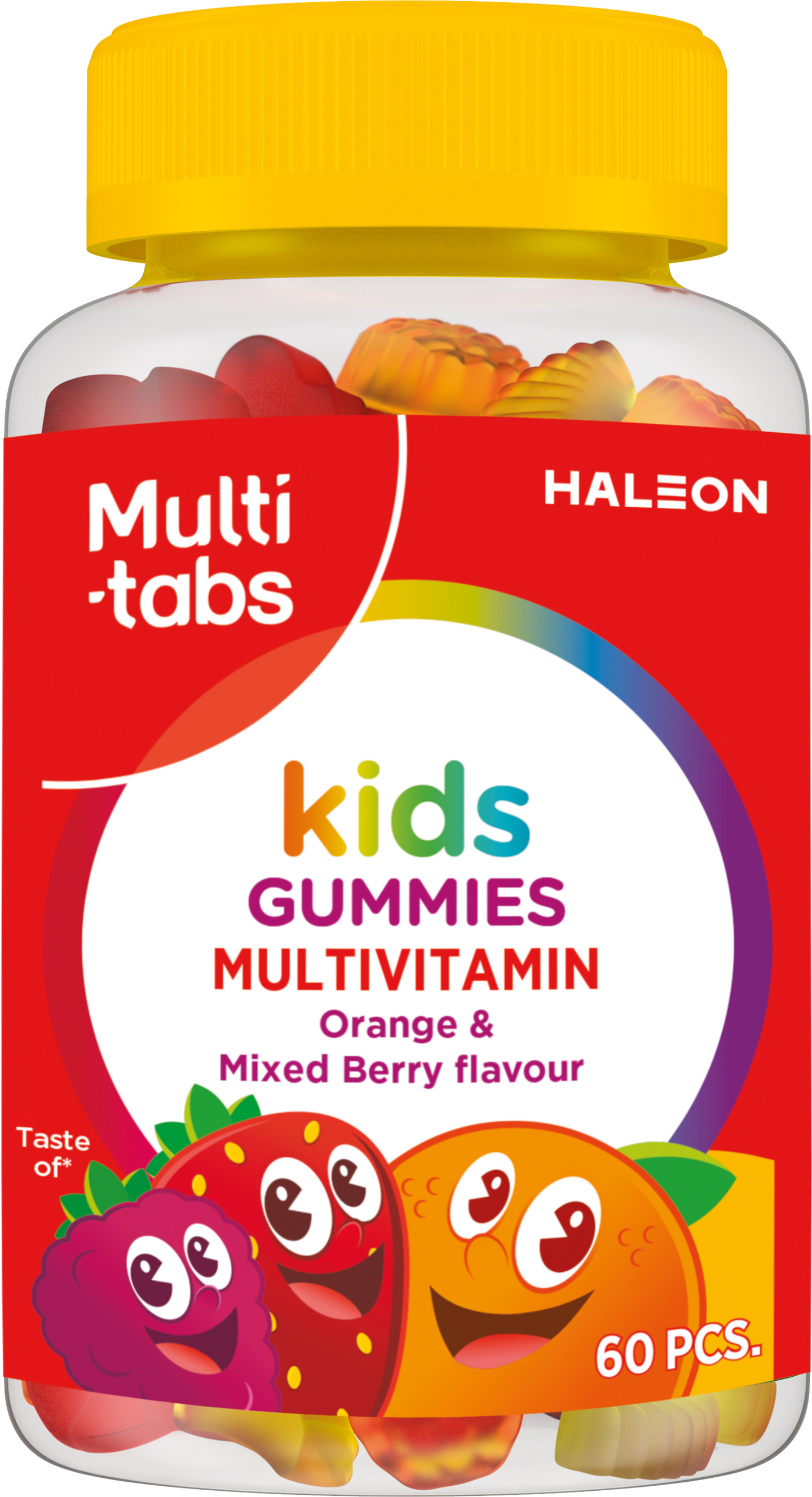 Multi-tabs kids Gummies Multivitamiin appelsiini & marja 60kpl