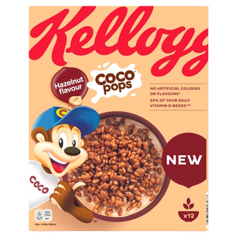 Kellogg's Coco Pops 375g hasselpähkinän makuinen