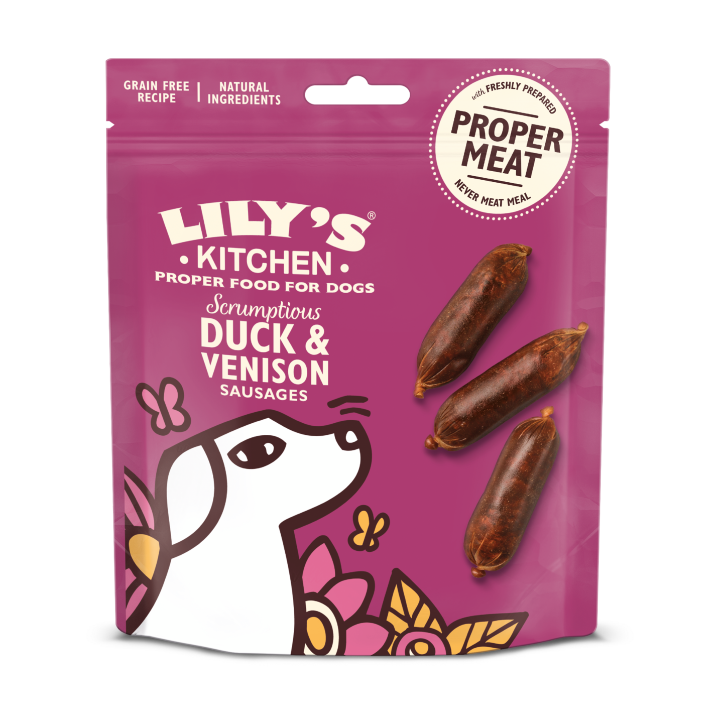 Lily's Kitchen 70g Scrumptious Duck and Venison Sausages koiranherkku