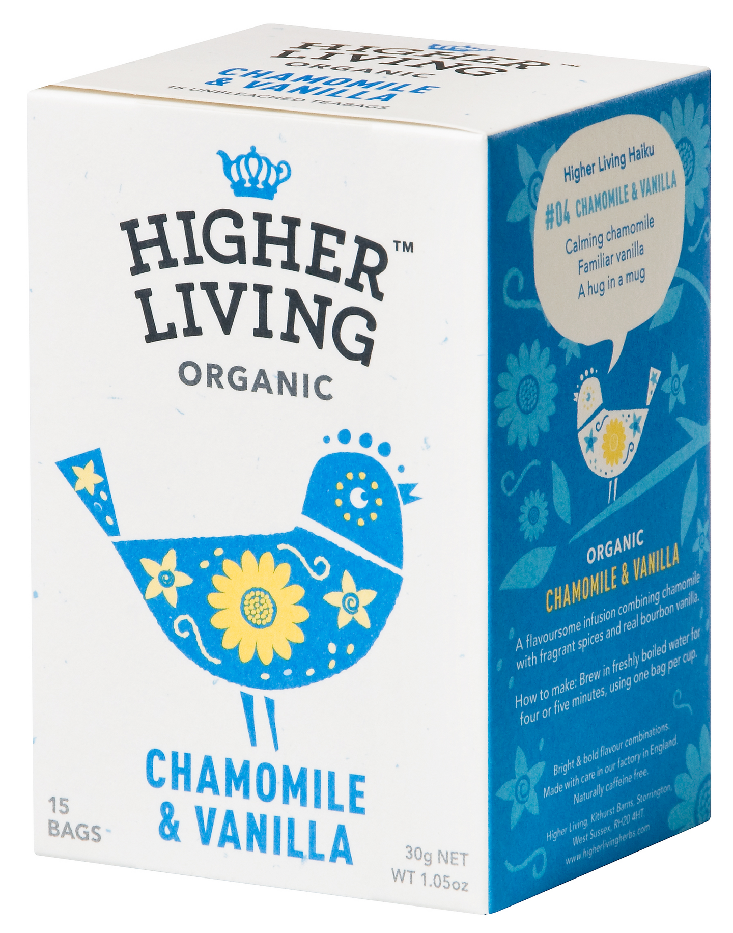 Higher Living 15 ps kamomilla vanilja luomu yrttihauduke