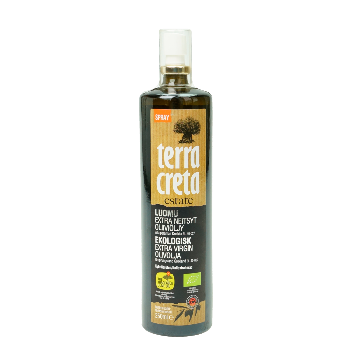 Terra Creta Estate Luomu Extra neitsytoliiviöljy, spray 250 ml