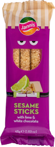 Jannis sesame sticks 48g lime valkosuklaa