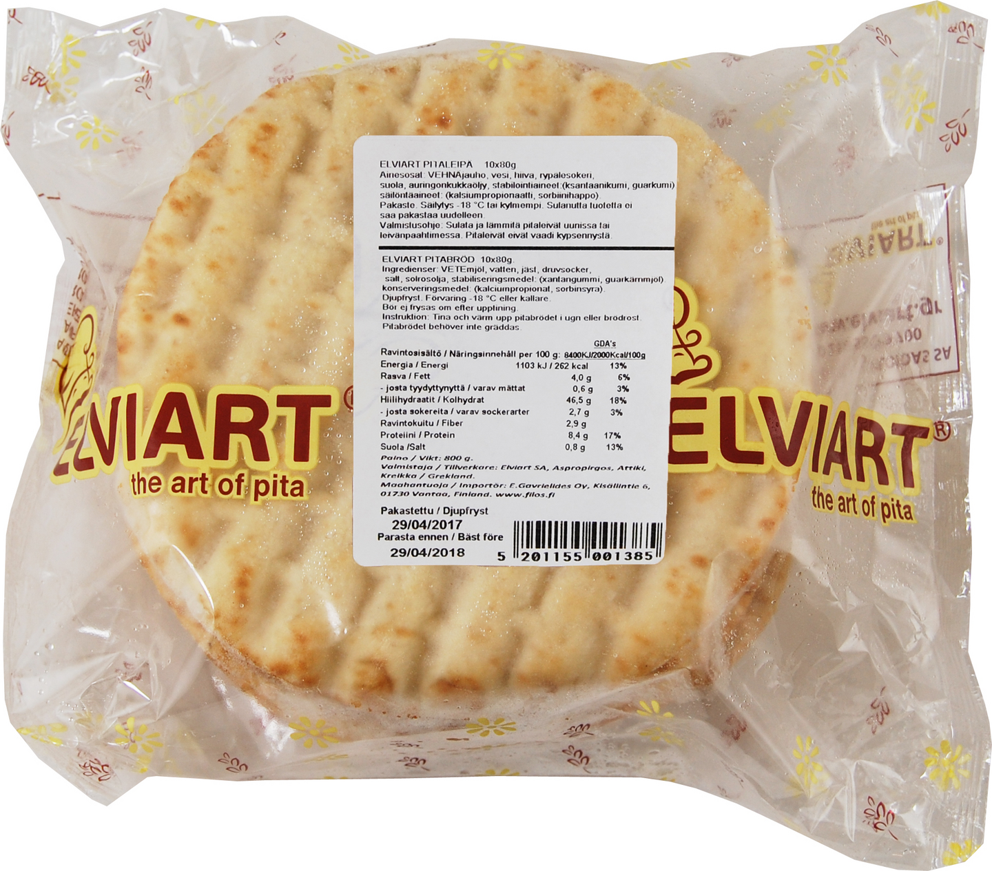 Elviart pitaleipä 10x80g pakaste