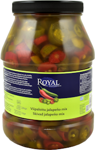 Royal vihreä & punainen viipaloitu jalapeno mix 2,36/1,3kg