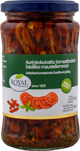 Royal aurinkokuivattu tomaattisuikale basilika-mausteliemessä 360g/200g