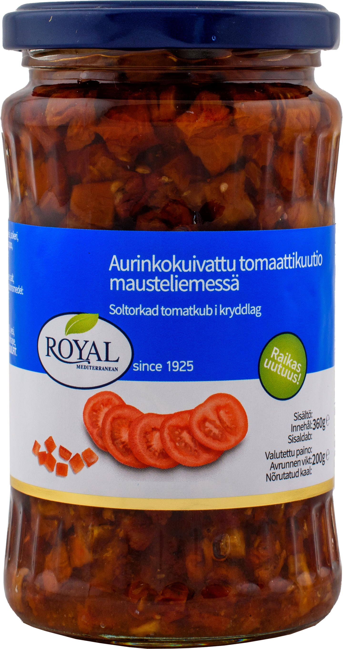Royal aurinkokuivattu tomaattikuutio mausteliemessä 360g/200g