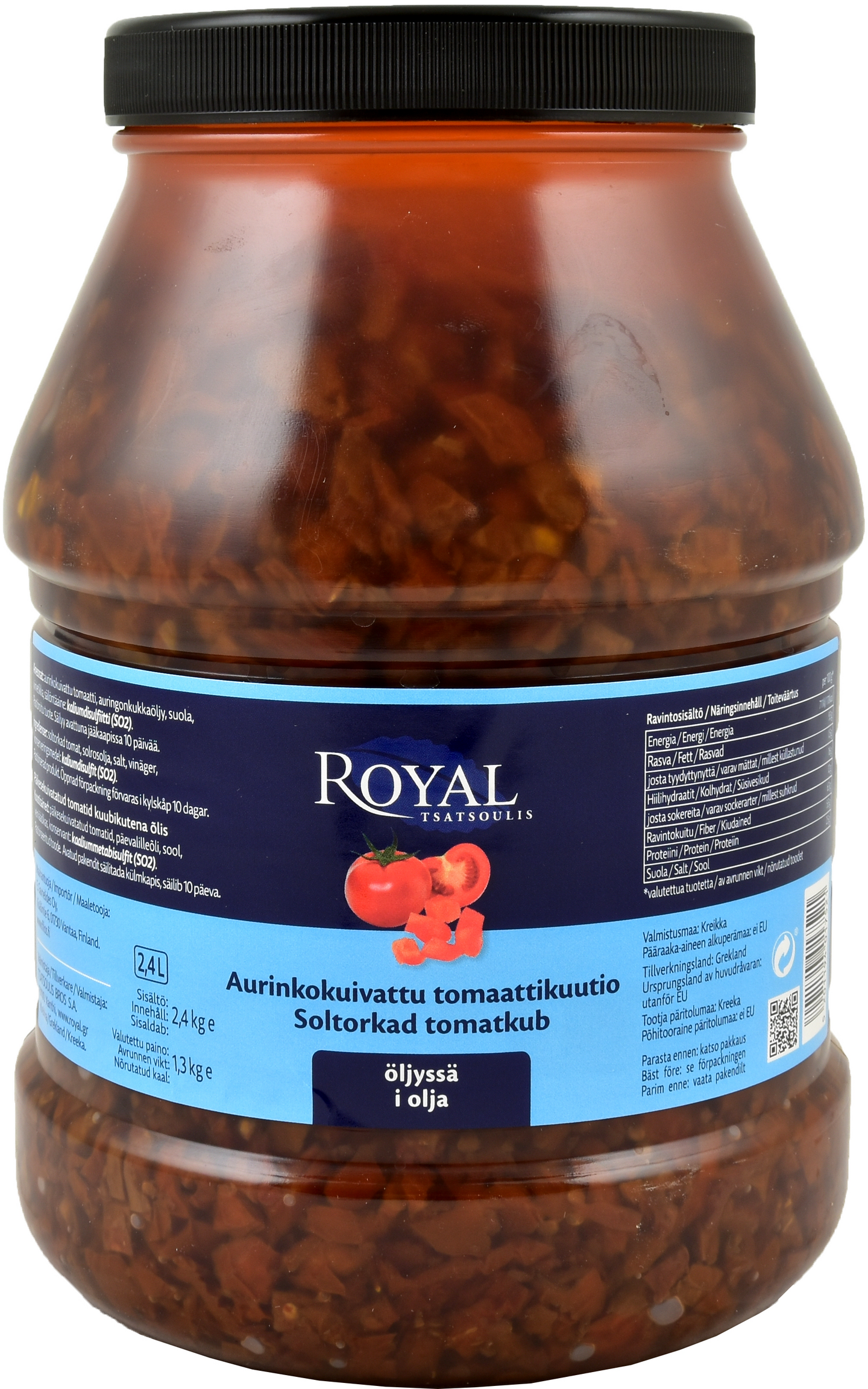Royal aurinkokuivattu tomaattikuutio öljyssä 2,4/1,3kg