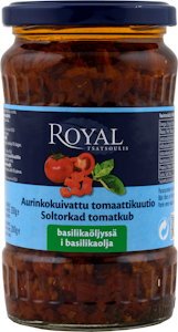 Royal aurinkokuivattu tomaattikuutio basilikaöljyssä 330g/200g