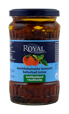 Royal aurinkokuivattu tomaatti basilikaöljyssä 330g/200g