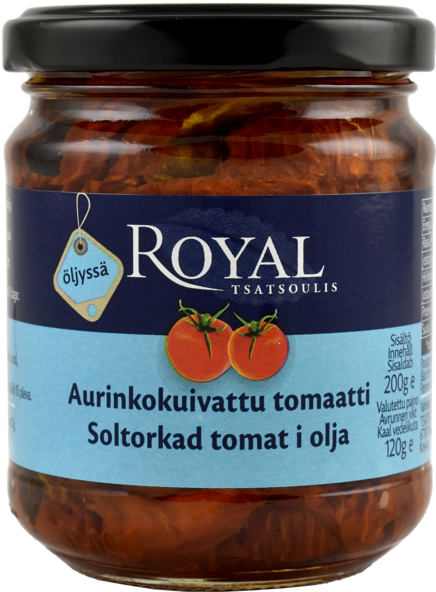 Royal aurinkokuivattu tomaatti auringonkukkaöljyssä 200g/120g