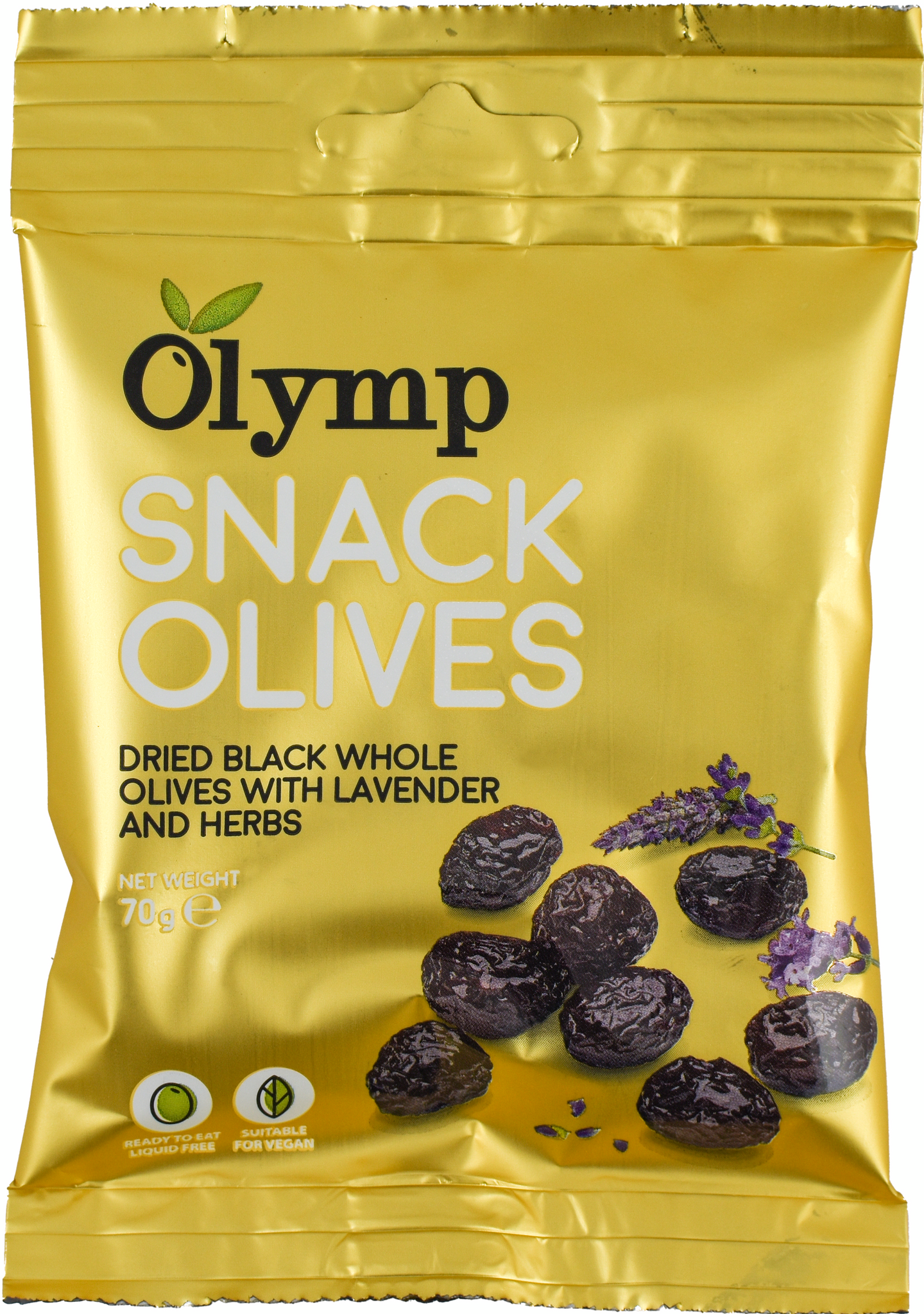 Olymp Laventeli-yrttimarinoitu kuivattu musta oliivi snack 70g