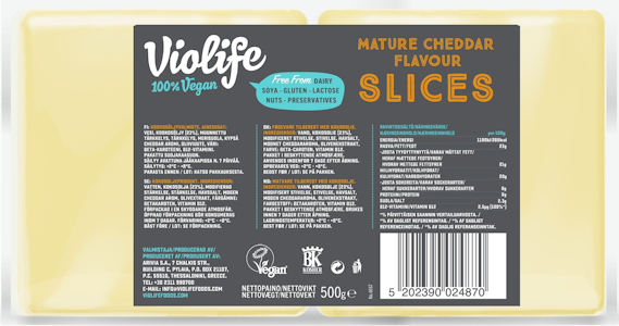 Violife 100% Vegan Mature Cheddar Flavour Slices 500g