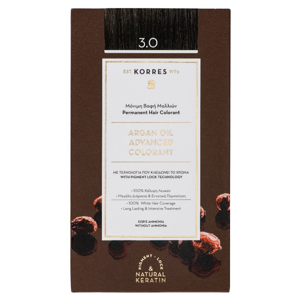 Korres hiusväri 3.0 Dark Brown Argan Oil Advance Colorant 50ml+75ml+20ml