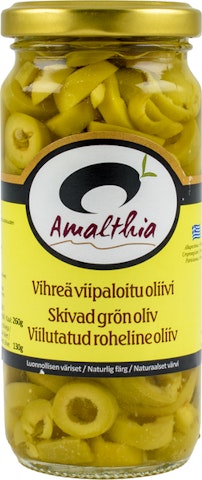 Amalthia vihreä viipaloitu oliivi 260/130 g