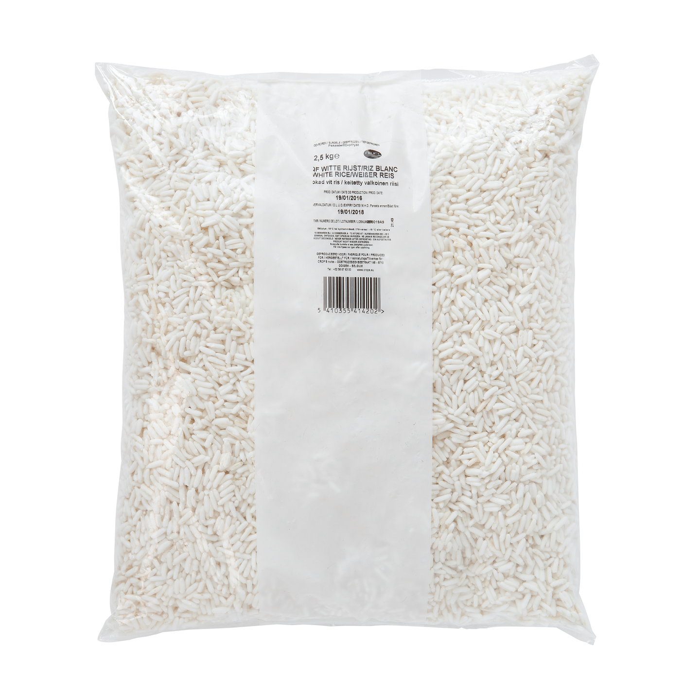 Crops keitetty valkoinen riisi 2,5kg pakaste