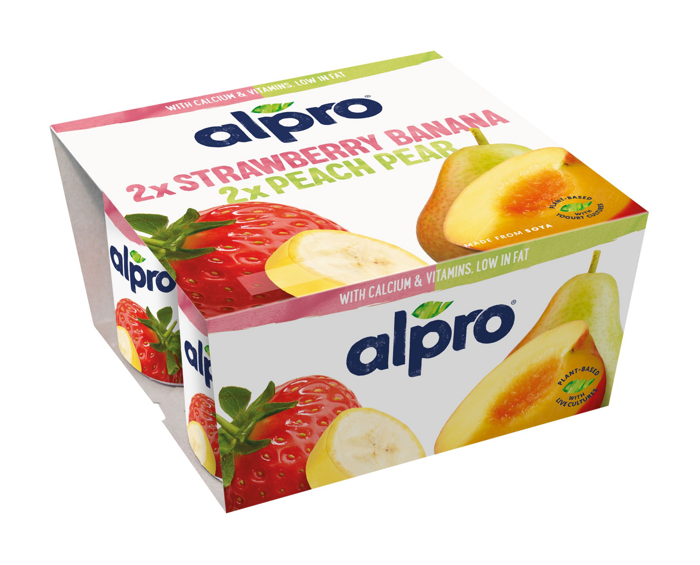 Alpro soijavalmiste 4x125g persikka-päärynä/mansikka-banaani