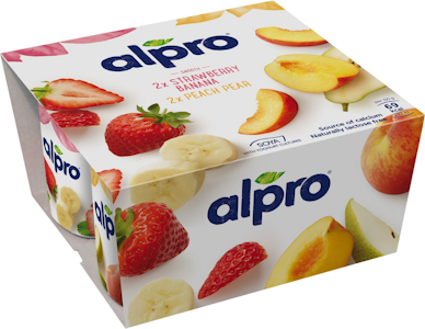 Alpro soijavalmiste 4x125g persikka-päärynä/mansikka-banaani