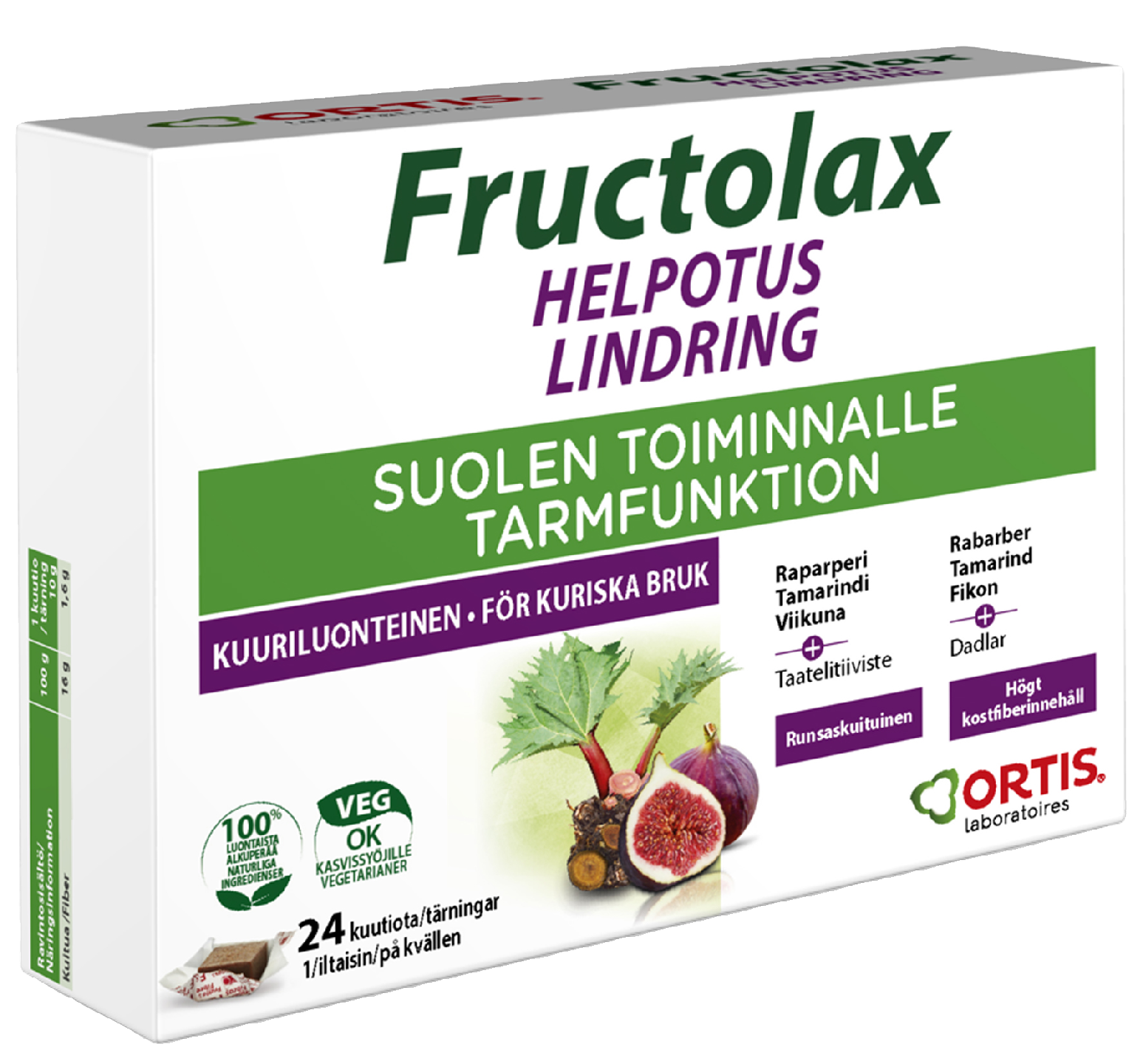 Ortis Fructolax hedelmäkuitukuutiot 240g 24kpl