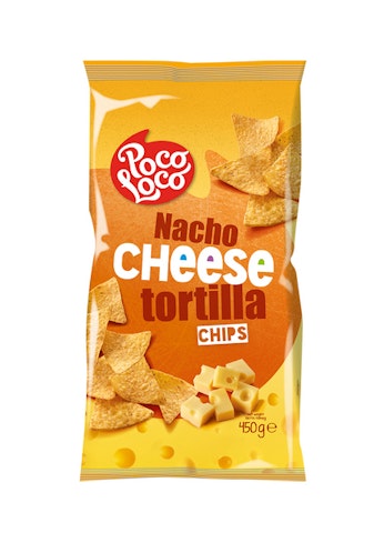 Poco loco nacho cheese tortilla chips 450g maissilastu