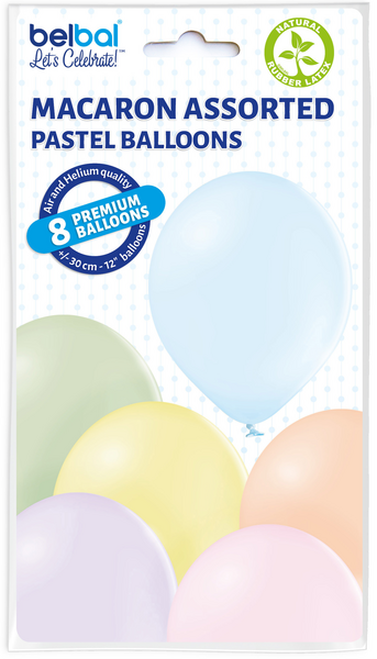 Ilmapallo 30 cm pastel.värisekoi. 8 kpl