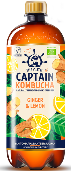 The Gutsy Captain Kombucha Ginger-Lemon 0,95l luomu