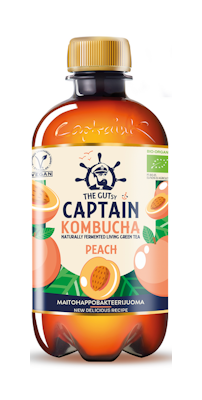 The Gutsy Captain Kombucha Peach kombucha-juoma 0,4l luomu