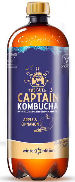 The Gutsy Captain Kombucha apple-cinnamon kombucha-juoma 0,95l luomu