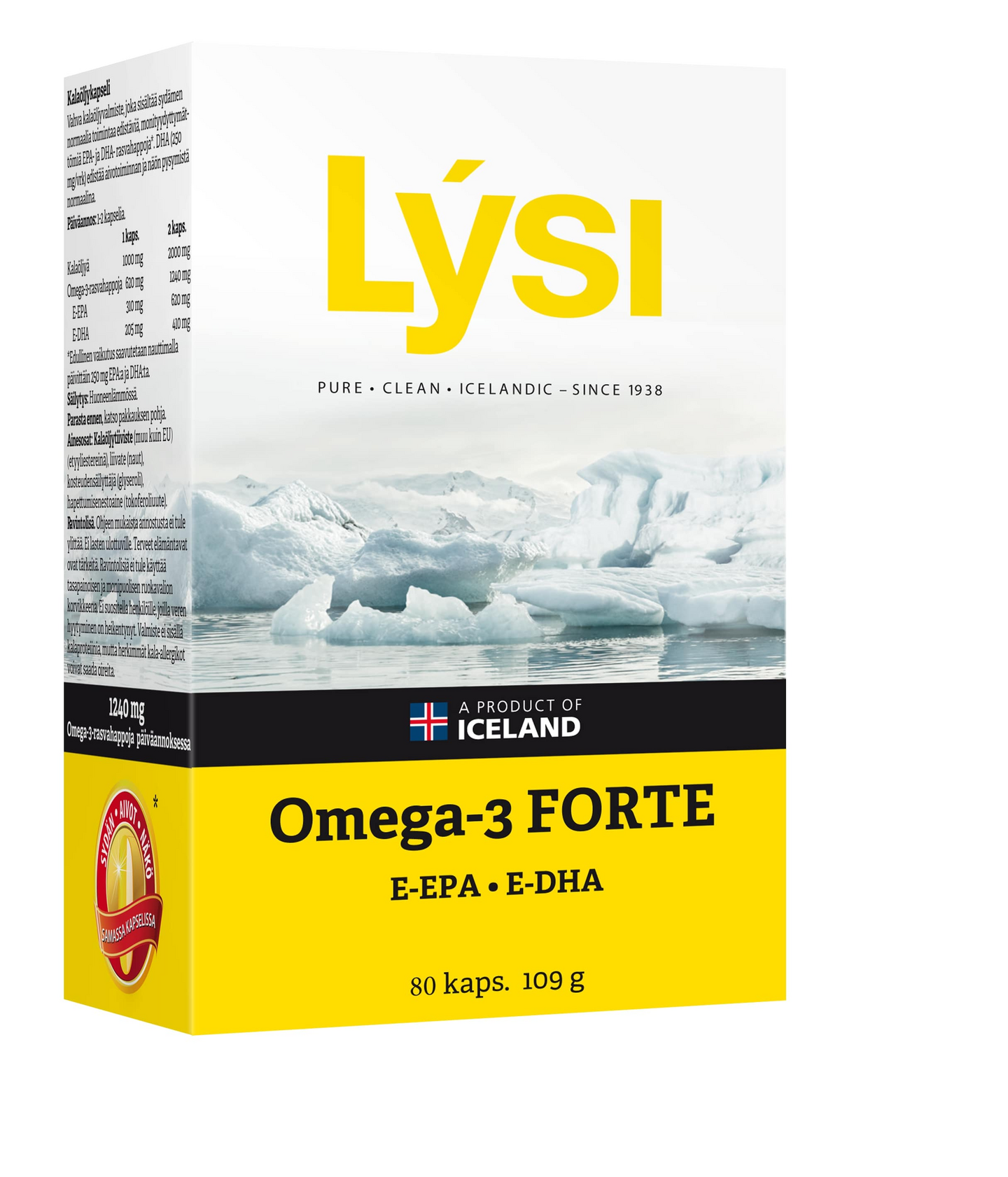 Lysi Omega-3 Forte kalaöljykapseli 80 kaps 109g