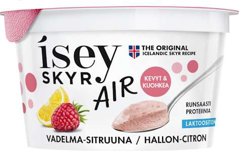 Isey Skyr Air vadelma-sitruuna laktoositon maitovalmiste 125g