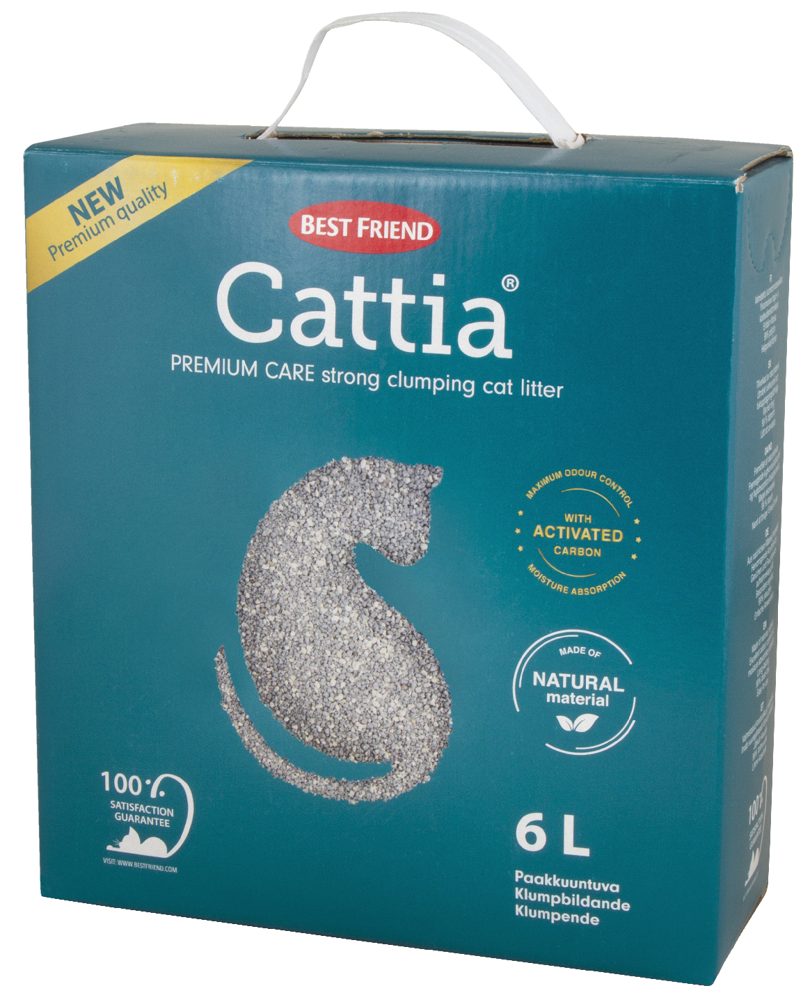 Best Friend Cattia Premium Care kissanhiekka 6L paakkuuntuva PUOLILAVA