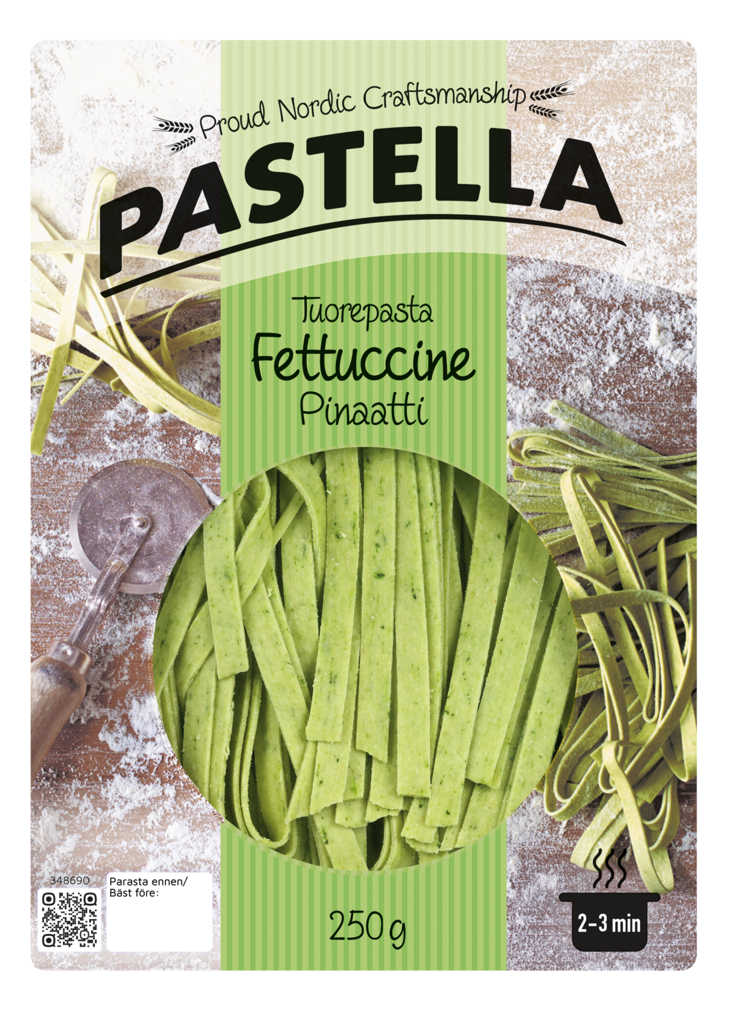 Pastella tuorepasta fettuccine pinaatti 250g