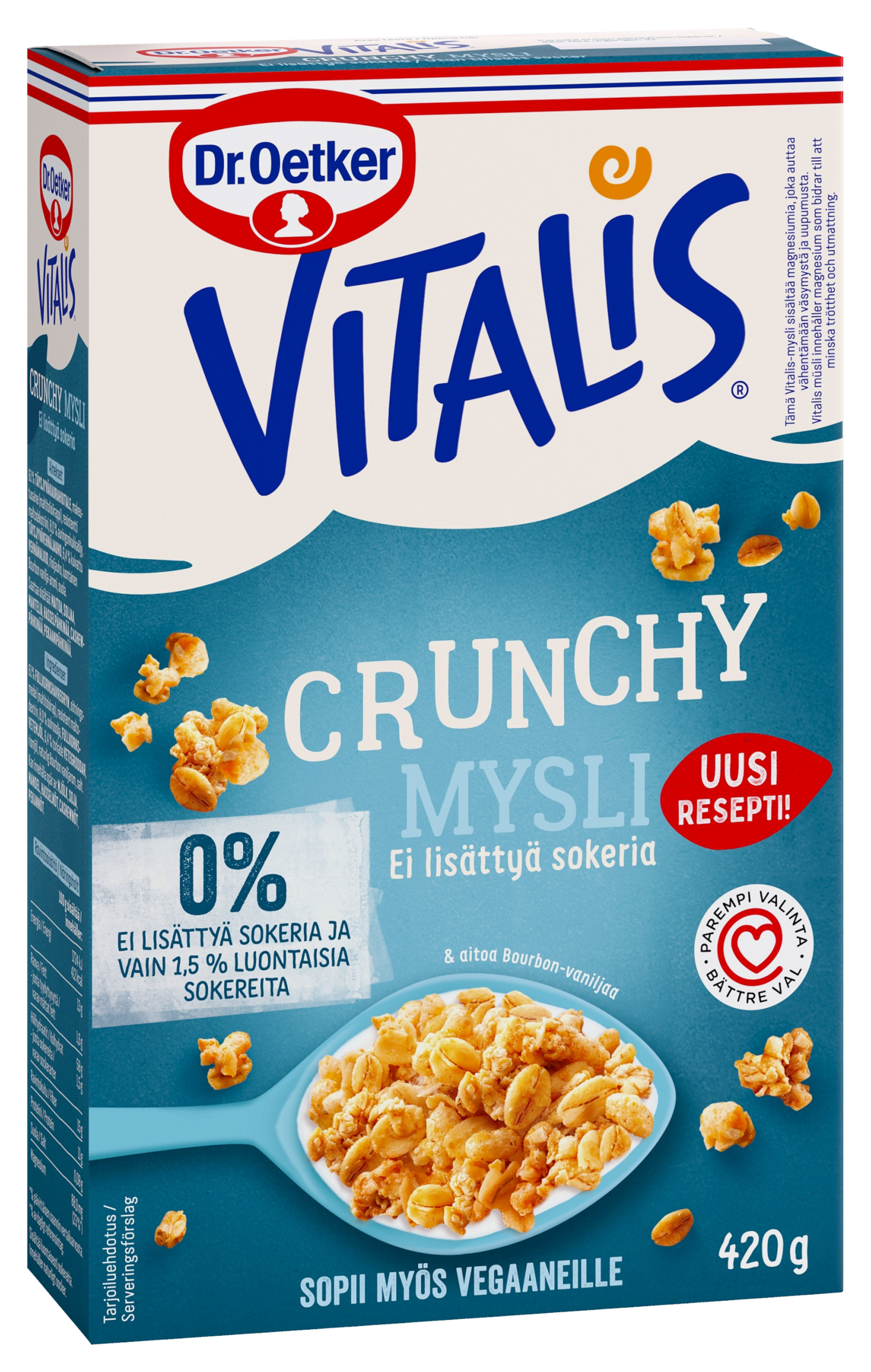 Vitalis Crunchy mysli Täysjyvä 420g ei lisättyä sokeria