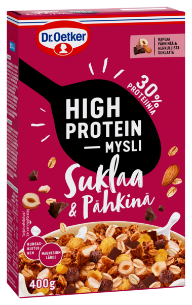 Dr Oetker High Protein Suklaa & pähkinä proteiinigranola 400 g