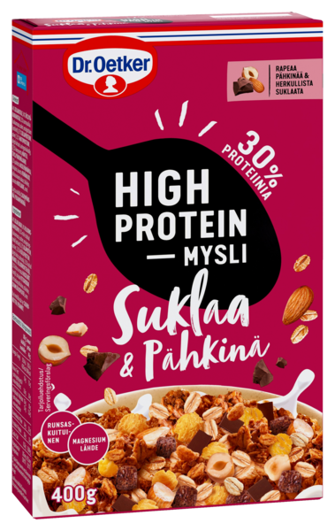 Dr Oetker High Protein Suklaa & pähkinä proteiinigranola 400 g