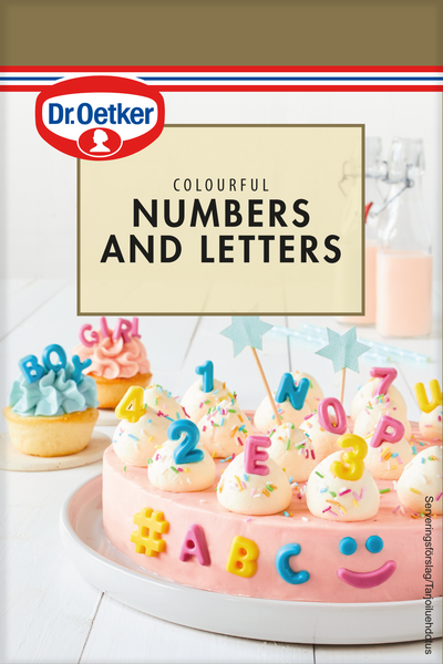 Dr.Oetker Värikkäät numerot ja kirjaimet 48g kakun koristeluun.