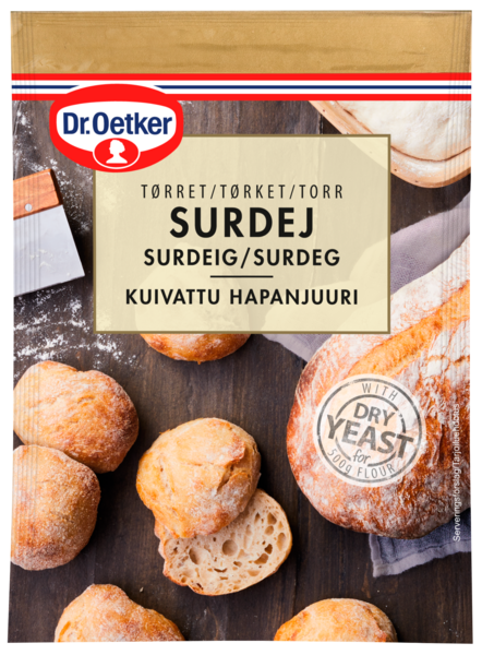 Dr. Oetker Kuivattu hapanjuuri ja hiiva 30g  suolaseen ja makeaan leivontaan.