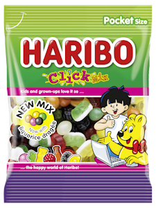 HARIBO Click Mix 80g viinikumi, lakritsi, rae, täytelakritsi ja vaahto