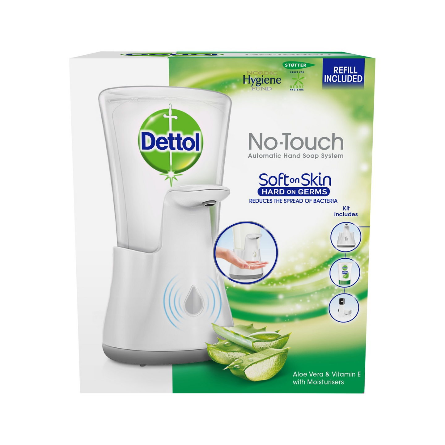 Dettol No Touch saippua-annostelija 250ml AloeVera kone+täyttö