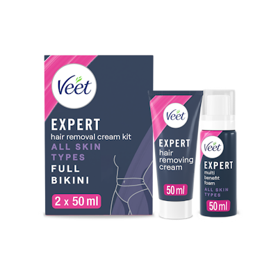 Veet Expert koko bikinialueen karvanpoistopakkaus 2x50ml kaikille ihotyypeille