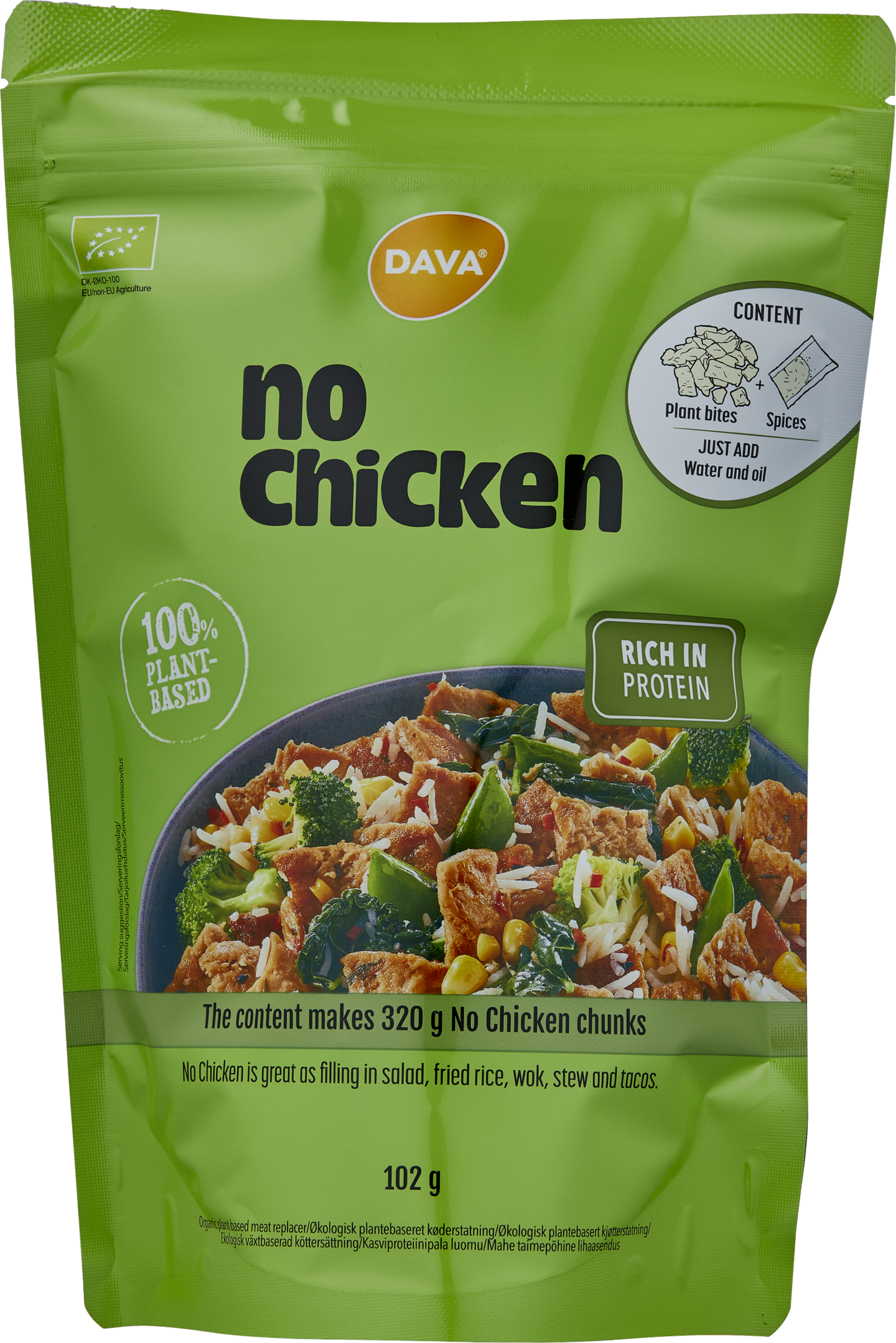 DAVA No Chicken Luomu kasviproteiinipala 102g