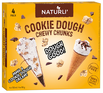 Naturli cookie dough vohveli vegaaninen jäätelö 4x130ml/4x90g