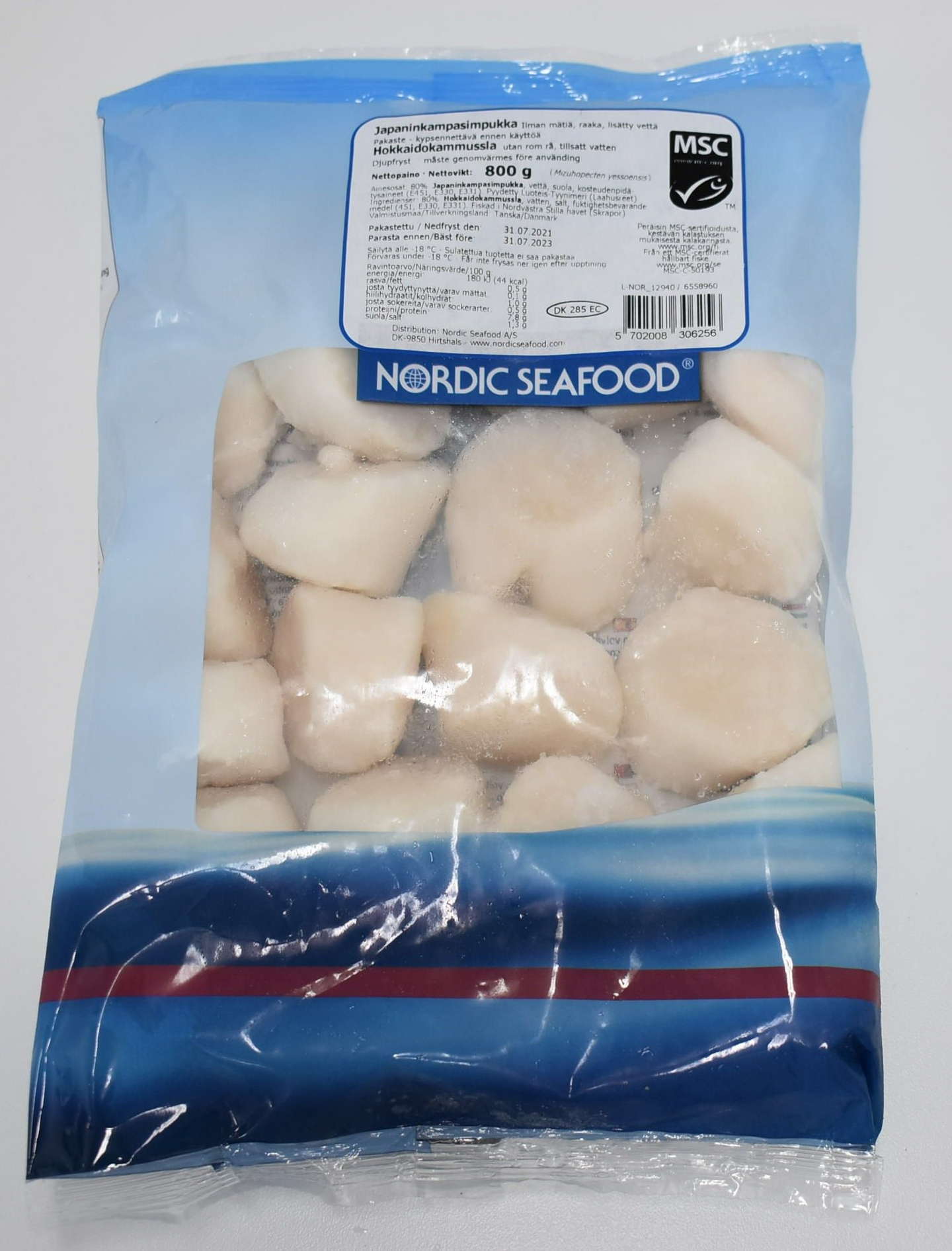 Nordic Seafood kampasimpukan liha 800g 10-20 MSC pakaste