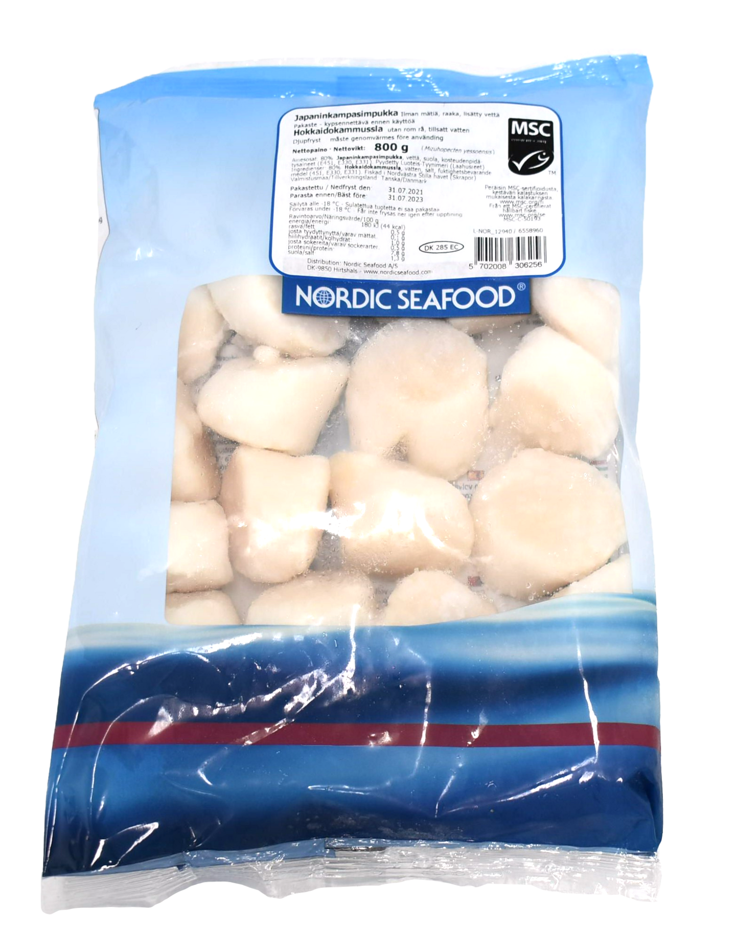 Nordic Seafood kampasimpukan liha 800g 10-20 MSC pakaste