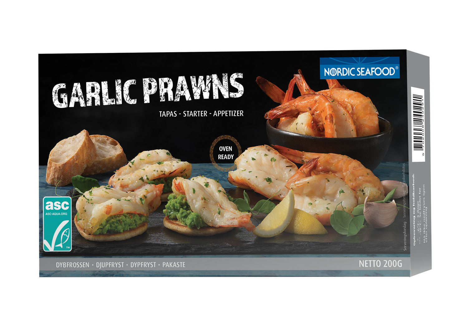 Nordic Seafood valkosipulimarinoituja jättikatkarapuja 200g ASC raaka pakaste