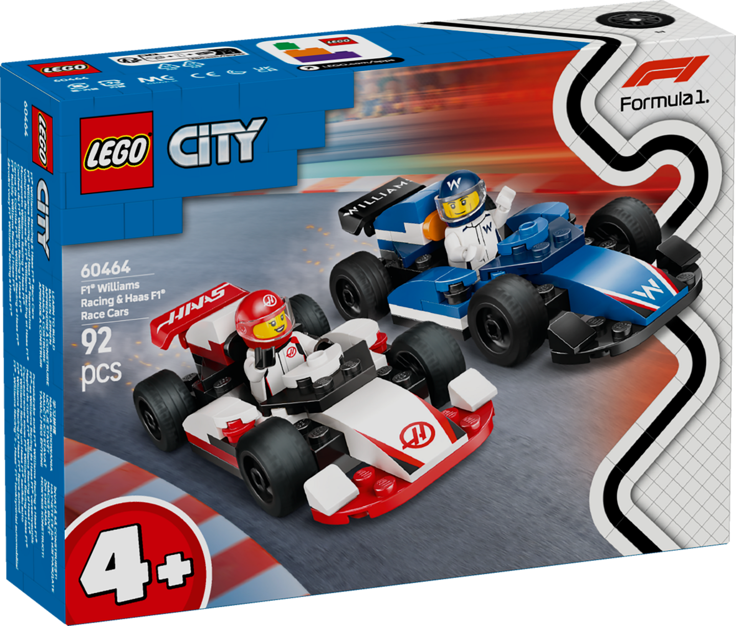 LEGO City 60464 F1®-kilpa-autot Williams Racing ja Haas F1®