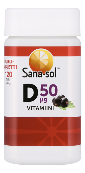 Sana-sol D-vitamiini 50 m.her. purutab 120tabl/60g