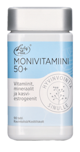 Ladyvita Monivitamiini 50+ ravintolisä Vitamiini-kivennäisaine-kasviestrogeenitabletti 90 tabl